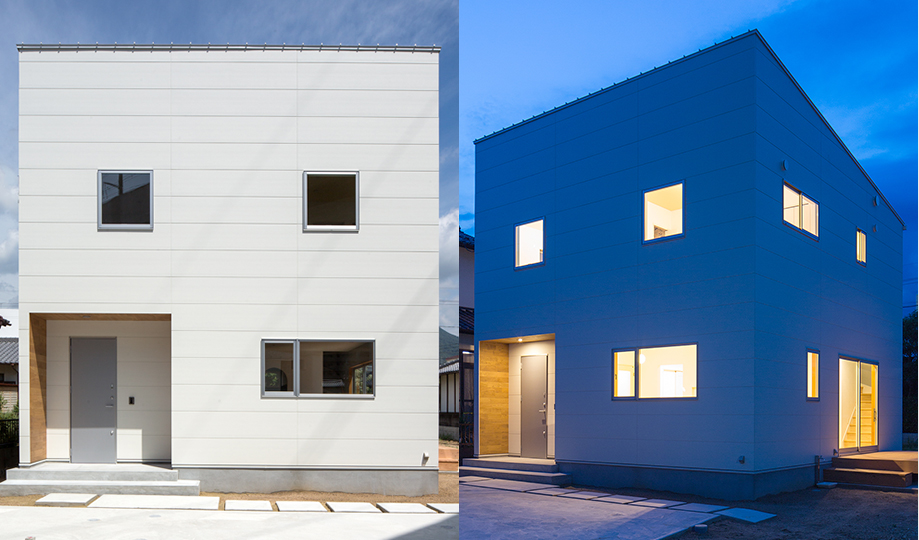 昼と夜それぞれ違った表情を見せる、存在感のある洗練された外観